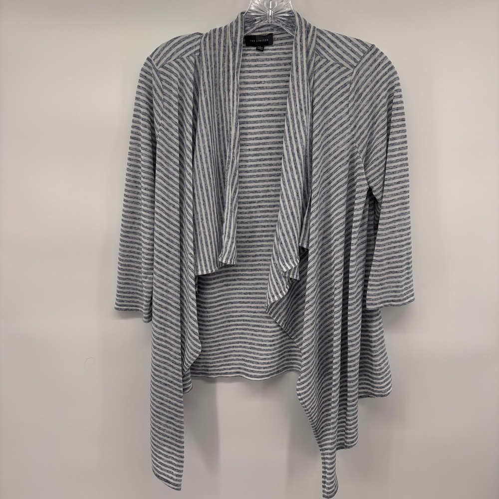 The Limited Women's Striped Open Front Cardigan,‎ Draped Lightweight Knit